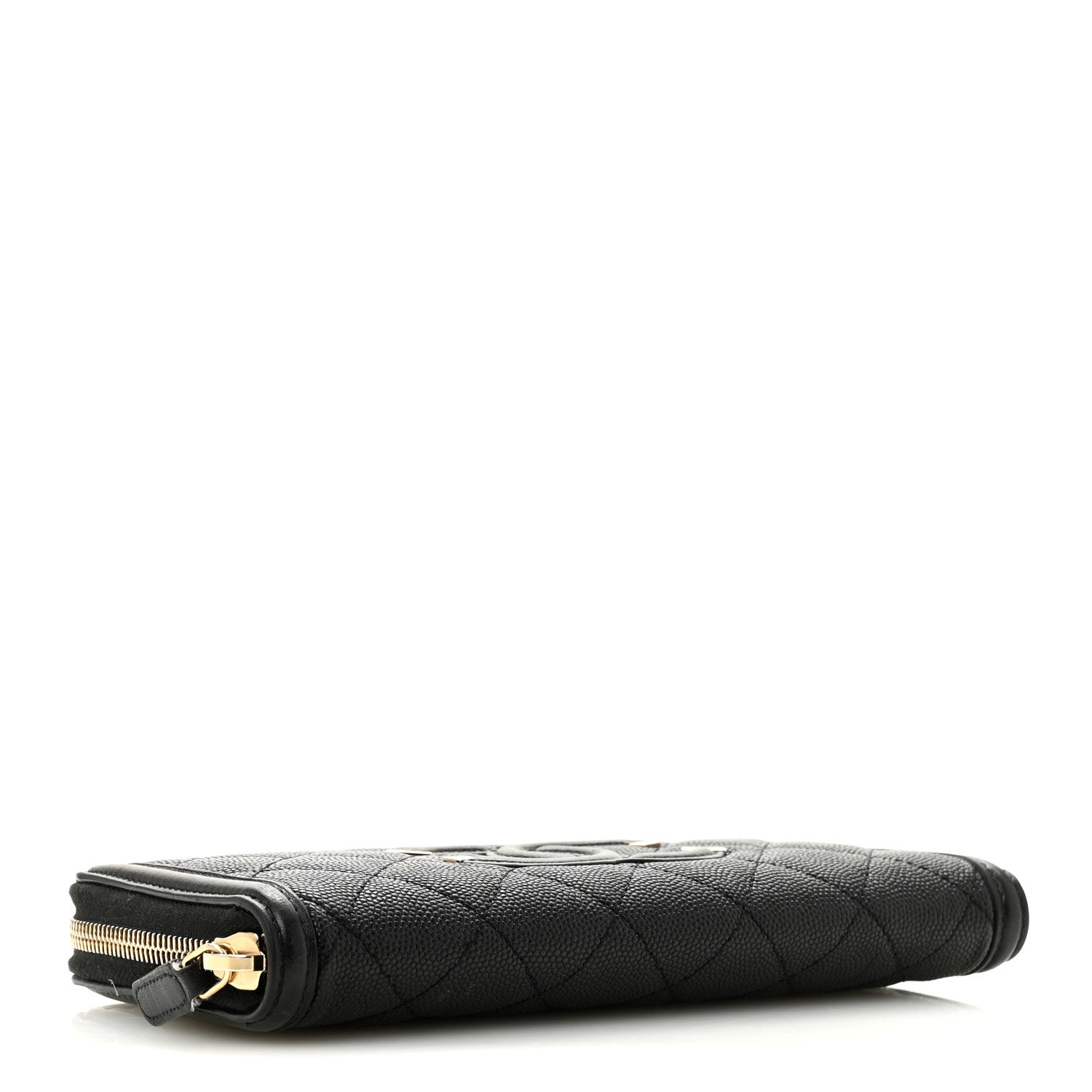 Chanel Caviar Quilted Filigree Zip Around Wallet Black 4 of 12