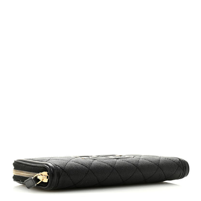 Chanel Caviar Quilted Filigree Zip Around Wallet Black 4 of 12