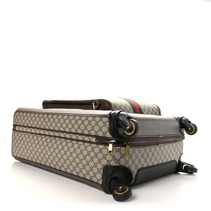 Gucci GG Supreme Monogram Textured Dollar Calfskin Web Large Savoy Trolley Suitcase Beige Ebony 3 of 10