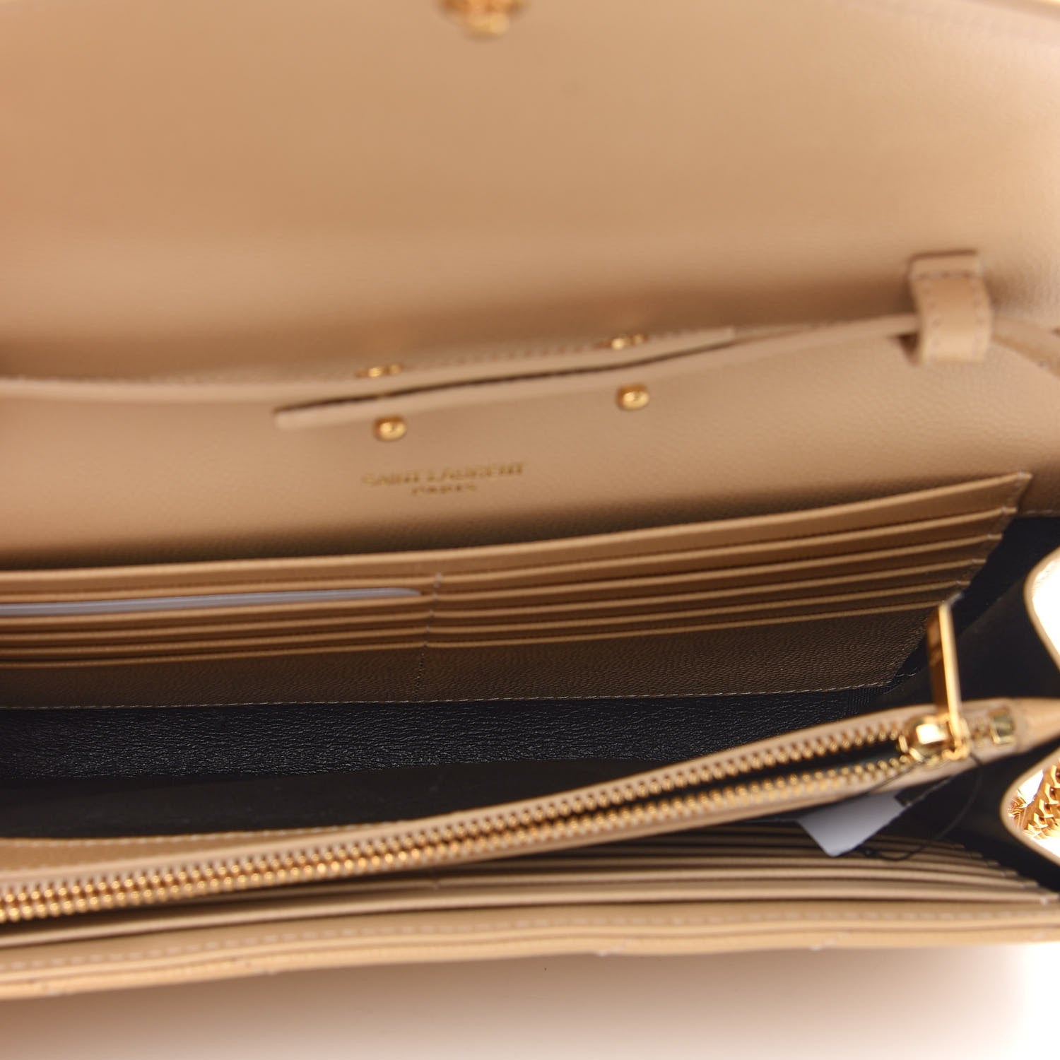Saint Laurent Grain De Poudre Matelasse Chevron Monogram Chain Wallet Nude Powder 5 of 8