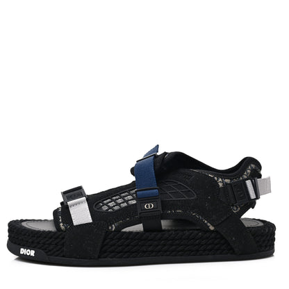 Christian Dior Technical Fabric Oblique Mens Atlas Sandals 44 Black Blue 1 of 8