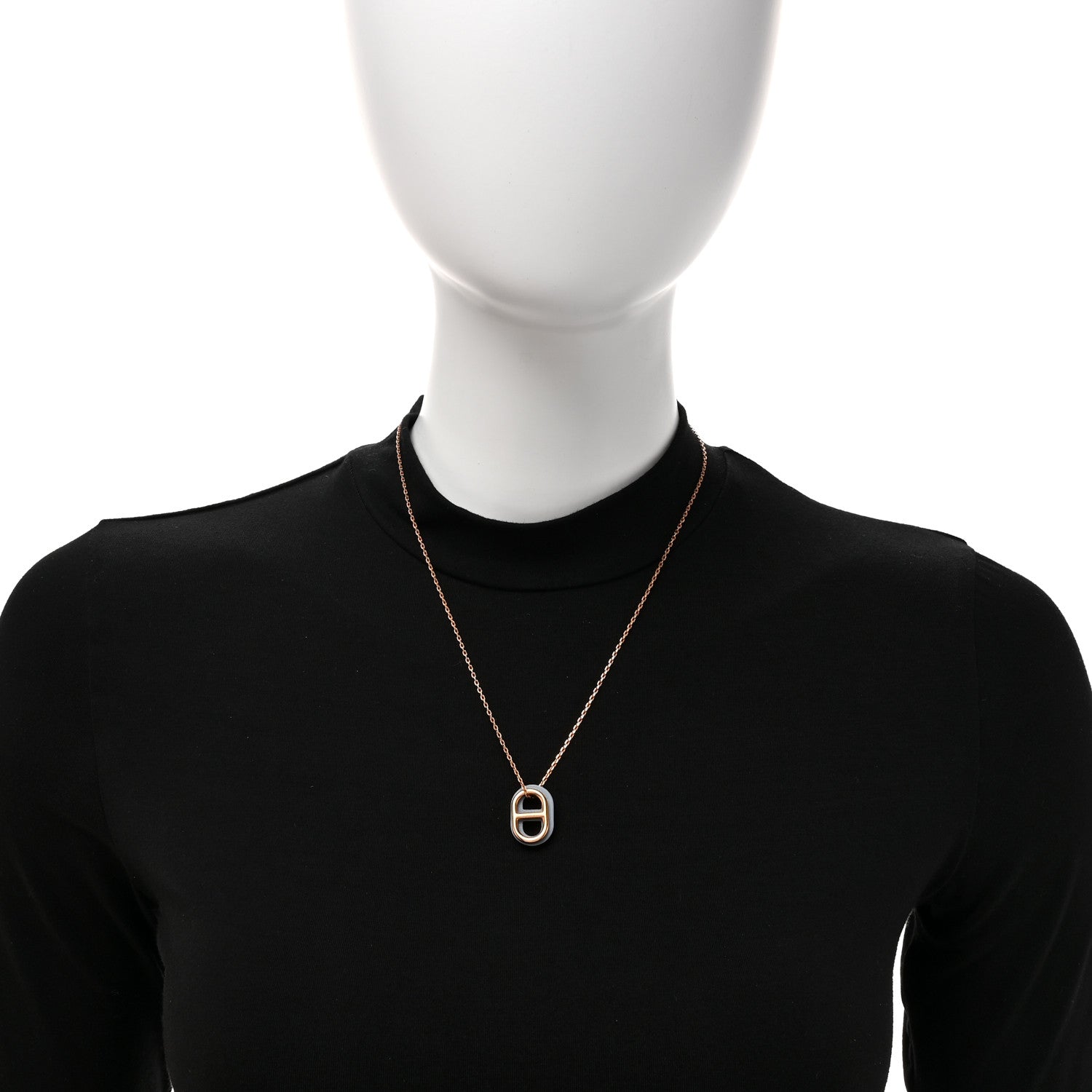 Hermes Swift O'Maillon Pendant Necklace Bleu Lin 2 of 7