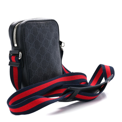Gucci GG Supreme Monogram Appia Calfskin Web Small Camera Messenger Bag Black Grey 3 of 13