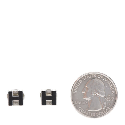 Hermes Palladium Lacquered Cage d'H Earrings Black 2 of 4