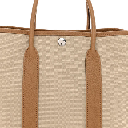 Hermes Toile Militaire Vache Country Garden Party 30 TPM Tote Beton Etoupe 8 of 11