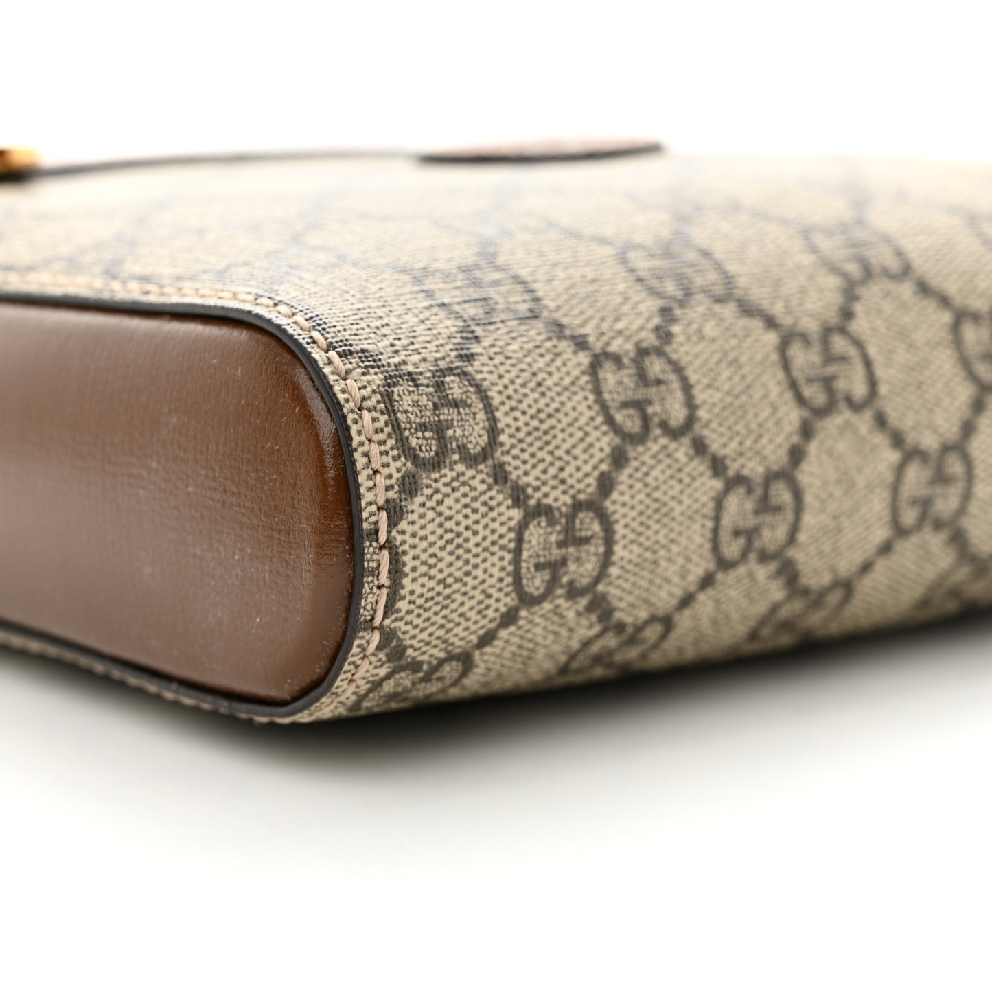 GG Supreme Monogram Azalea Calfskin Retro Interlocking G Flat Messenger Bag Beige Ebony Brown Sugar