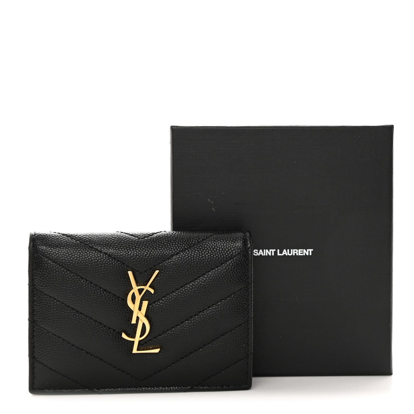 Grain De Poudre Matelasse Chevron Monogram Flap Card Case Black