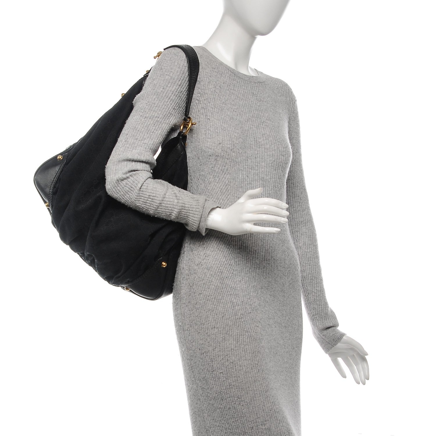 Gucci Monogram Large Jockey Hobo Black 2 of 7