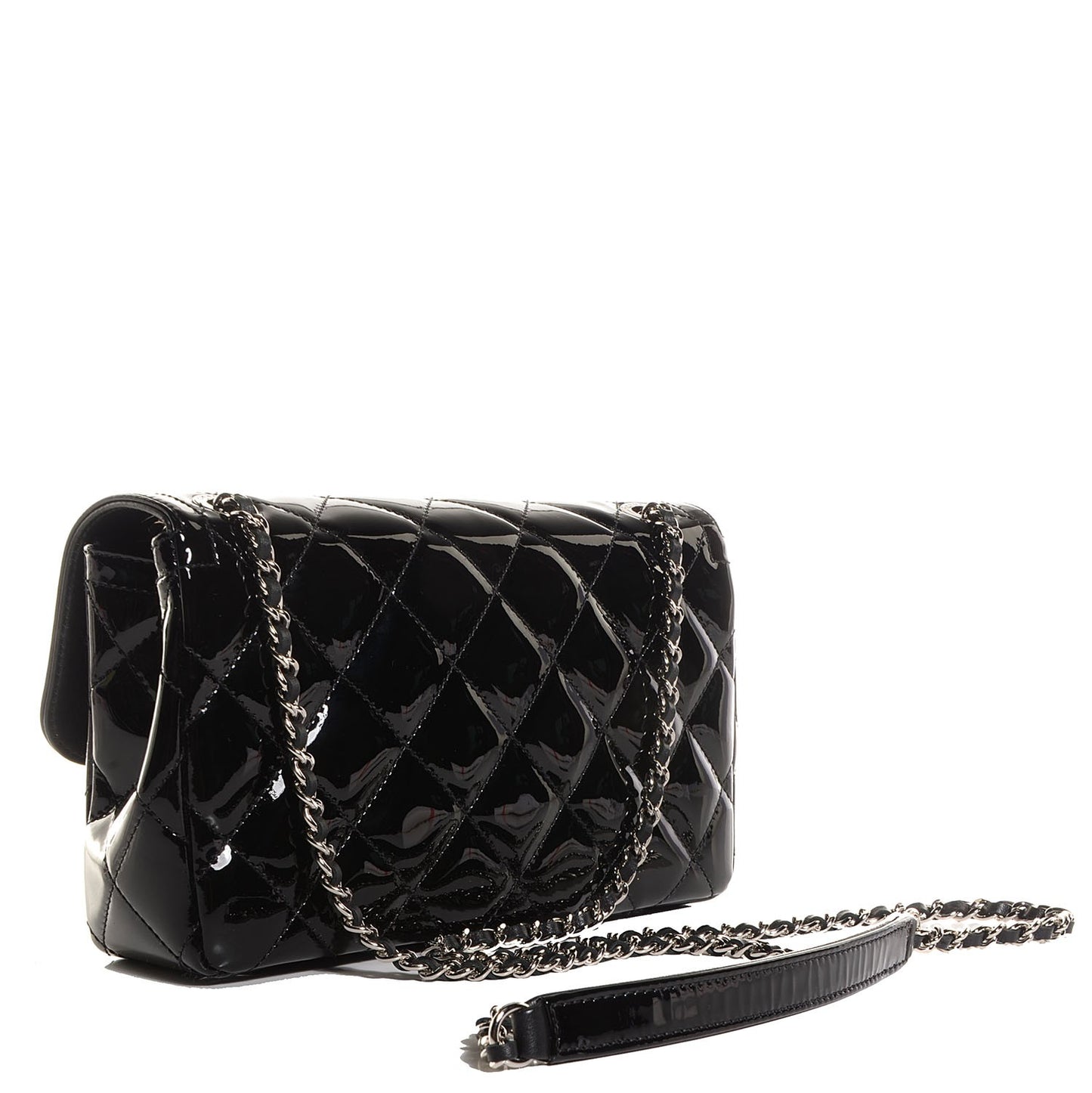 Patent Quilted Small Coco Shine Flap Black
