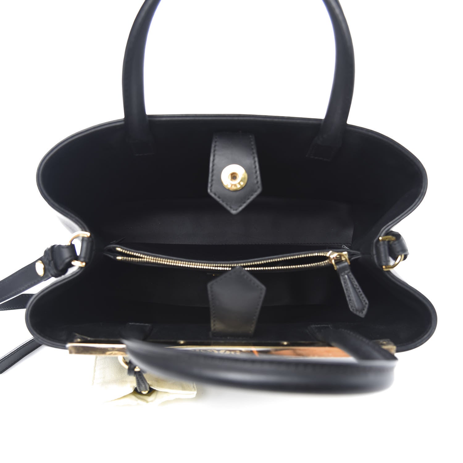 Fendi Vitello Century Metal Monster Eyes Petite 2Jours Tote Black 6 of 12