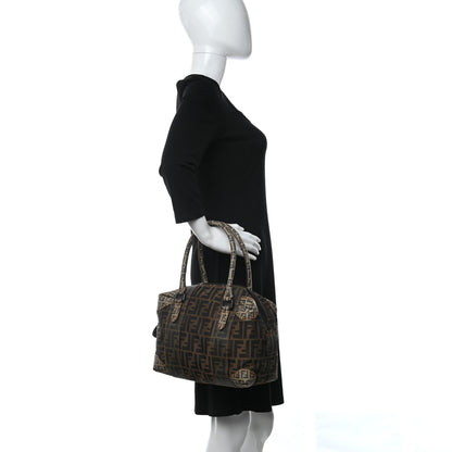 Fendi Zucca Zucchino Mixed Media Small B Mix Tote Tobacco 2 of 10