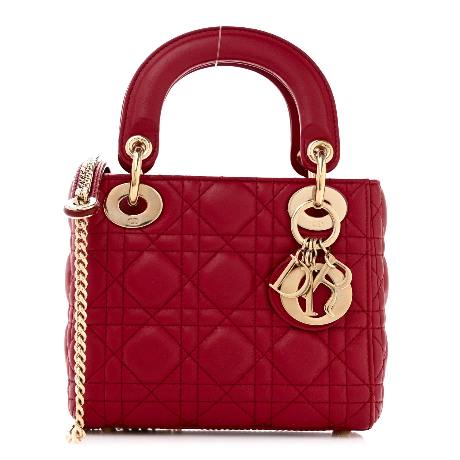Christian Dior Lambskin Cannage Mini Lady Dior Burgundy 1 of 15