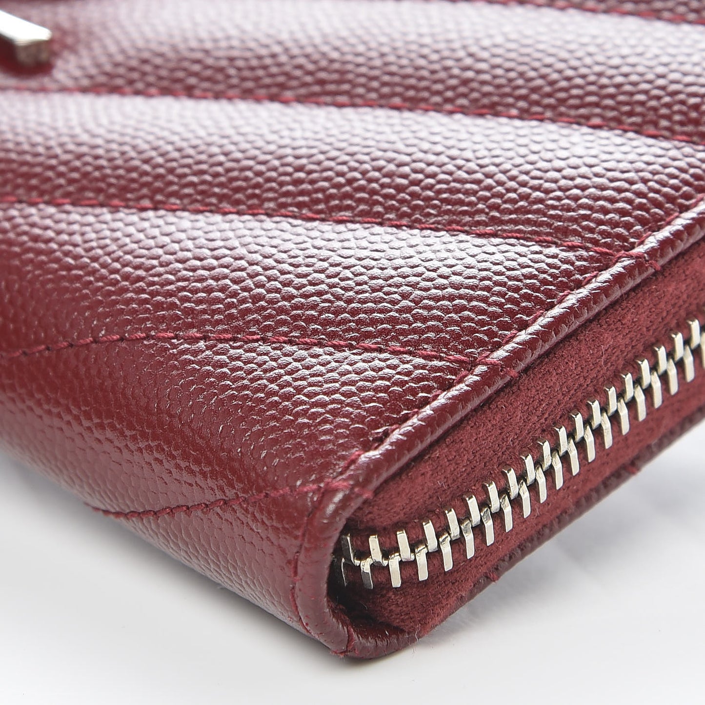 Grain De Poudre Matelasse Chevron Monogram Zip Around Wallet Palissandre