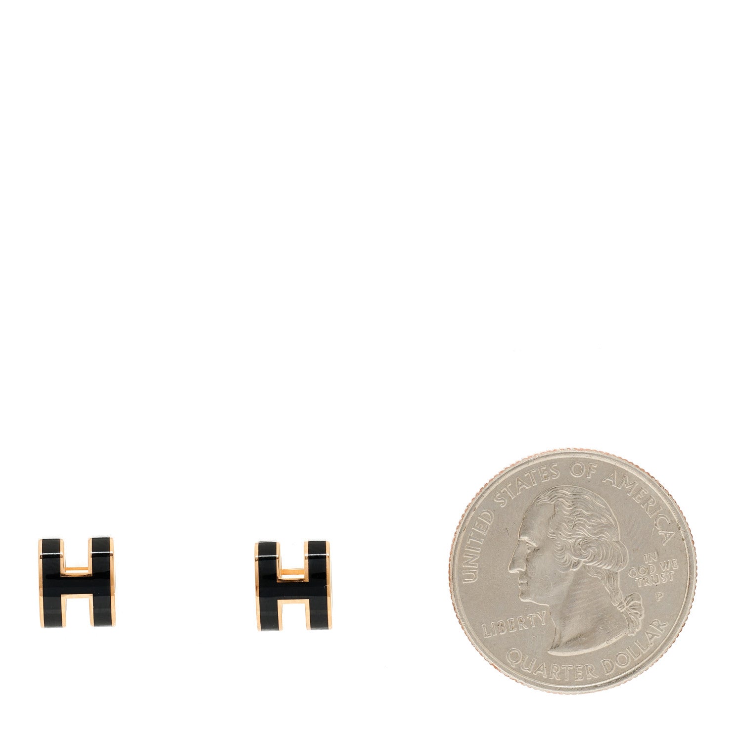 Hermes Gold Lacquered Mini Pop H Earrings Black 2 of 6