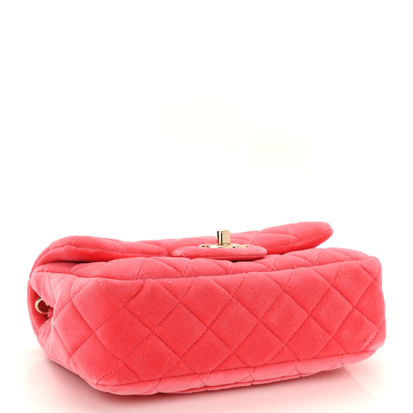 Velvet Quilted Mini Rectangular Pearl Crush Flap Coral