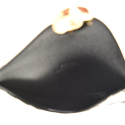 Fendi Vitello Cruise F is Fendi Bi-Color FF 1974 Embossed Small Envelope Pouch Maya Black 5 of 7