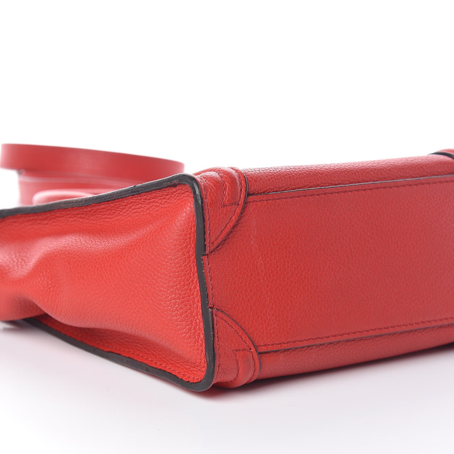 Celine Drummed Calfskin Nano Luggage Coquelicot 9 of 10
