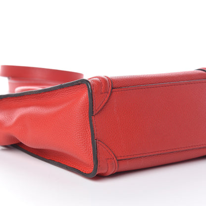 Celine Drummed Calfskin Nano Luggage Coquelicot 9 of 10