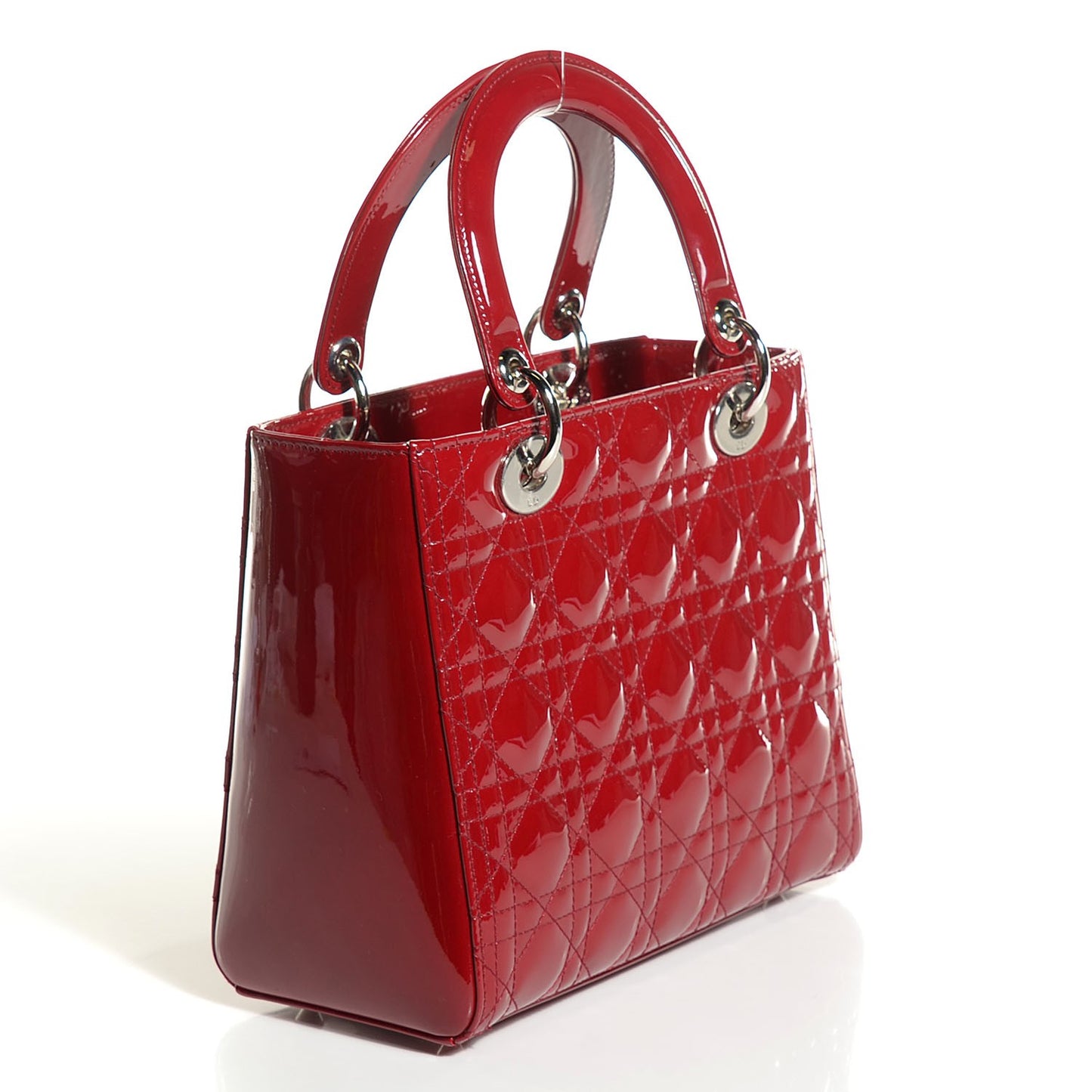 Patent Cannage Medium Lady Dior Red