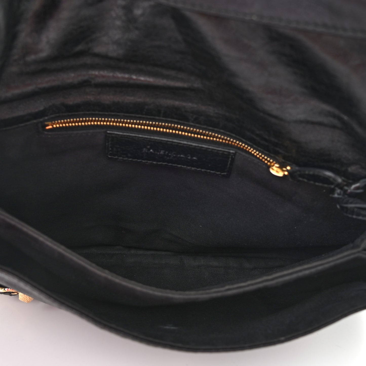 Agneau Giant 12 Gold Hardware Envelope Strap Clutch Black