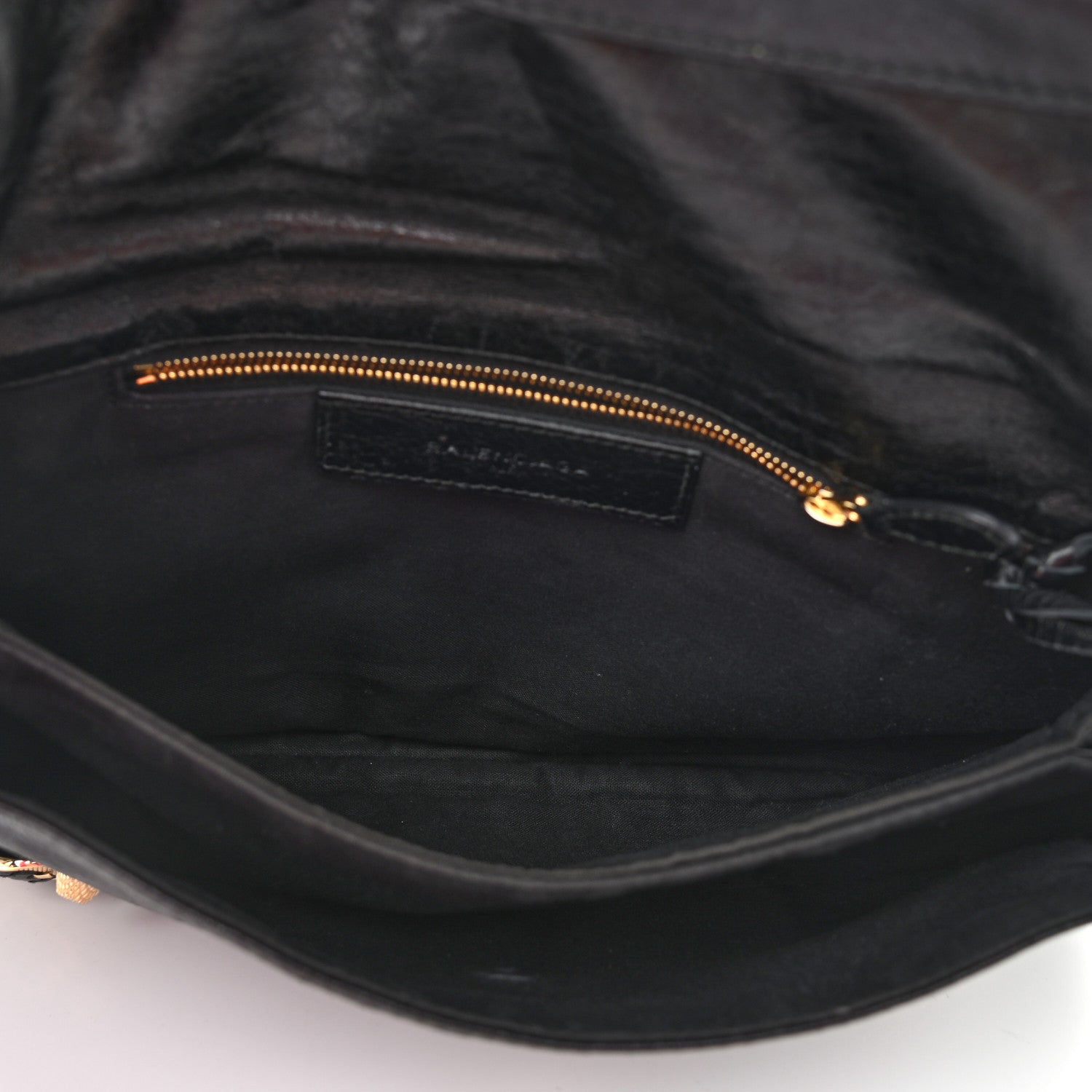 Balenciaga Agneau Giant 12 Gold Hardware Envelope Strap Clutch Black 5 of 12