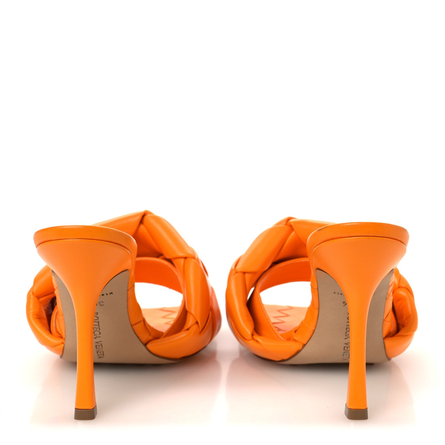 Bottega Veneta Nappa Maxi Intrecciato Lido 90mm Mule Sandals 38.5 Tangerine 6 of 11