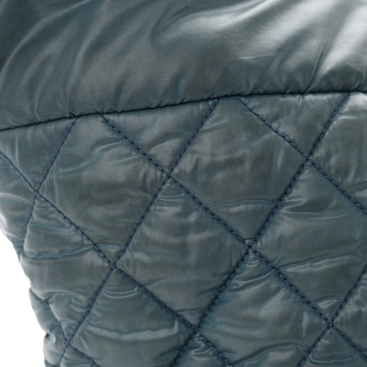 Nylon Quilted Large Coco Cocoon Tote Blue