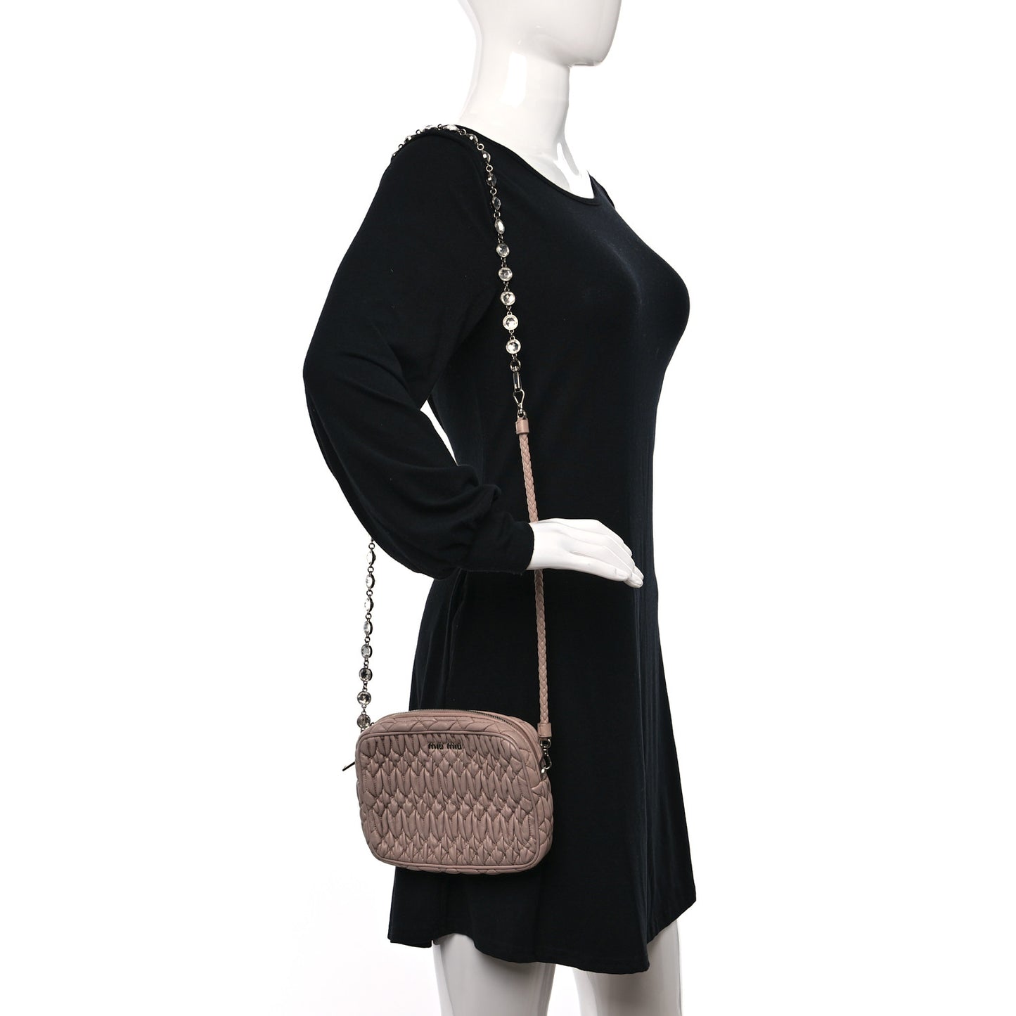Nappa Matelasse Crystal Camera Bag Cammeo