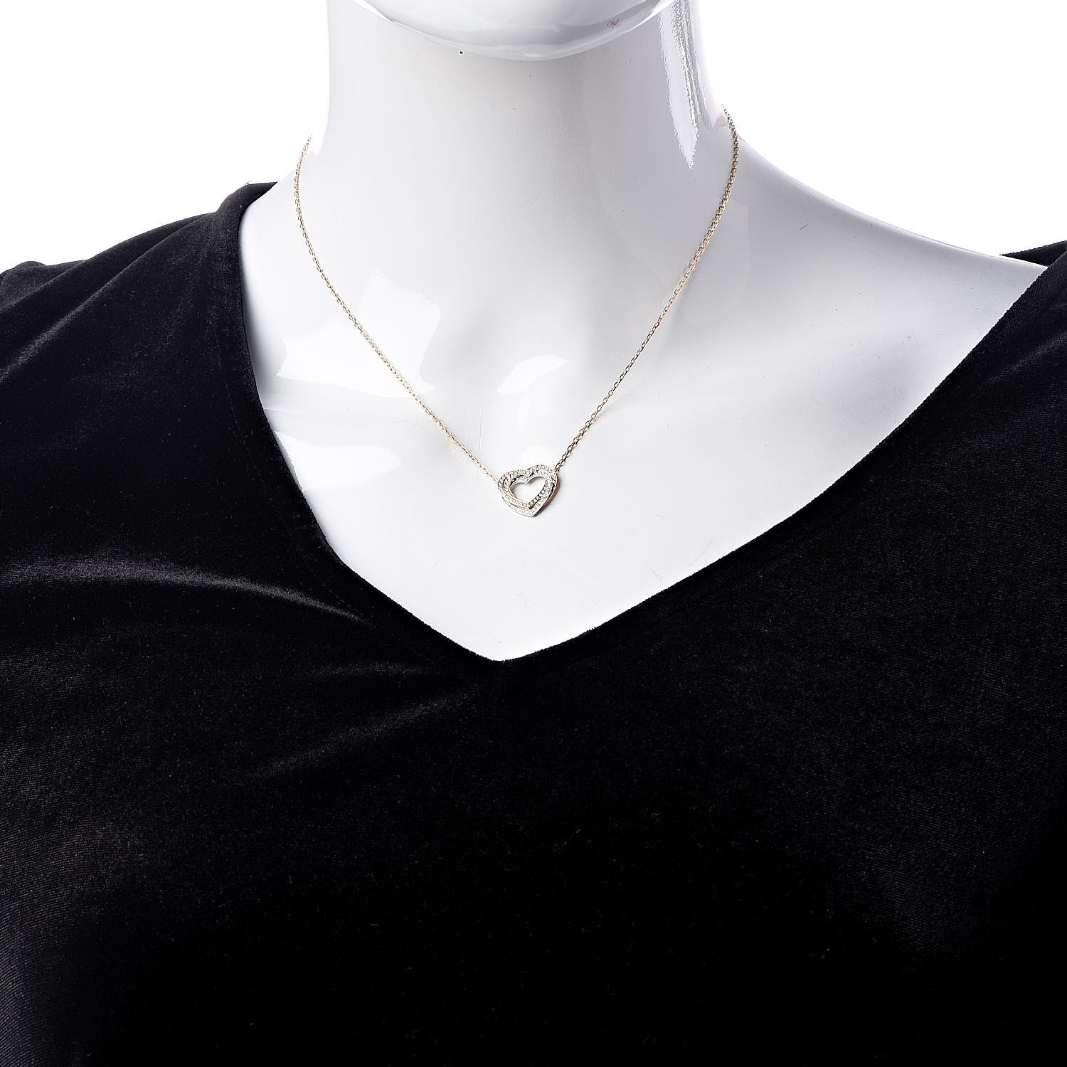 Cartier 18K Pink Yellow White Gold Diamond Trinity Heart Paved Pendant Necklace 2 of 7