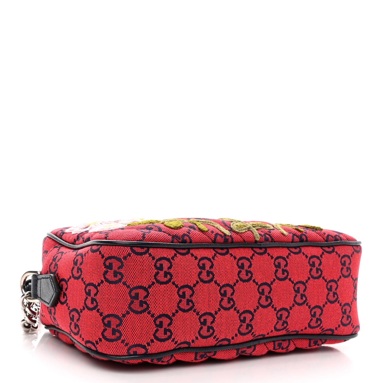 Gucci Monogram Multicolor Matelasse Diagonal Floral Embroidered Small GG Marmont Chain Shoulder Bag Red Blue Multicolor 4 of 11