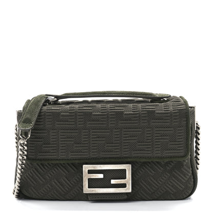 Fendi Technical Fabric FF Midi Chain Baguette Oliva 1 of 11