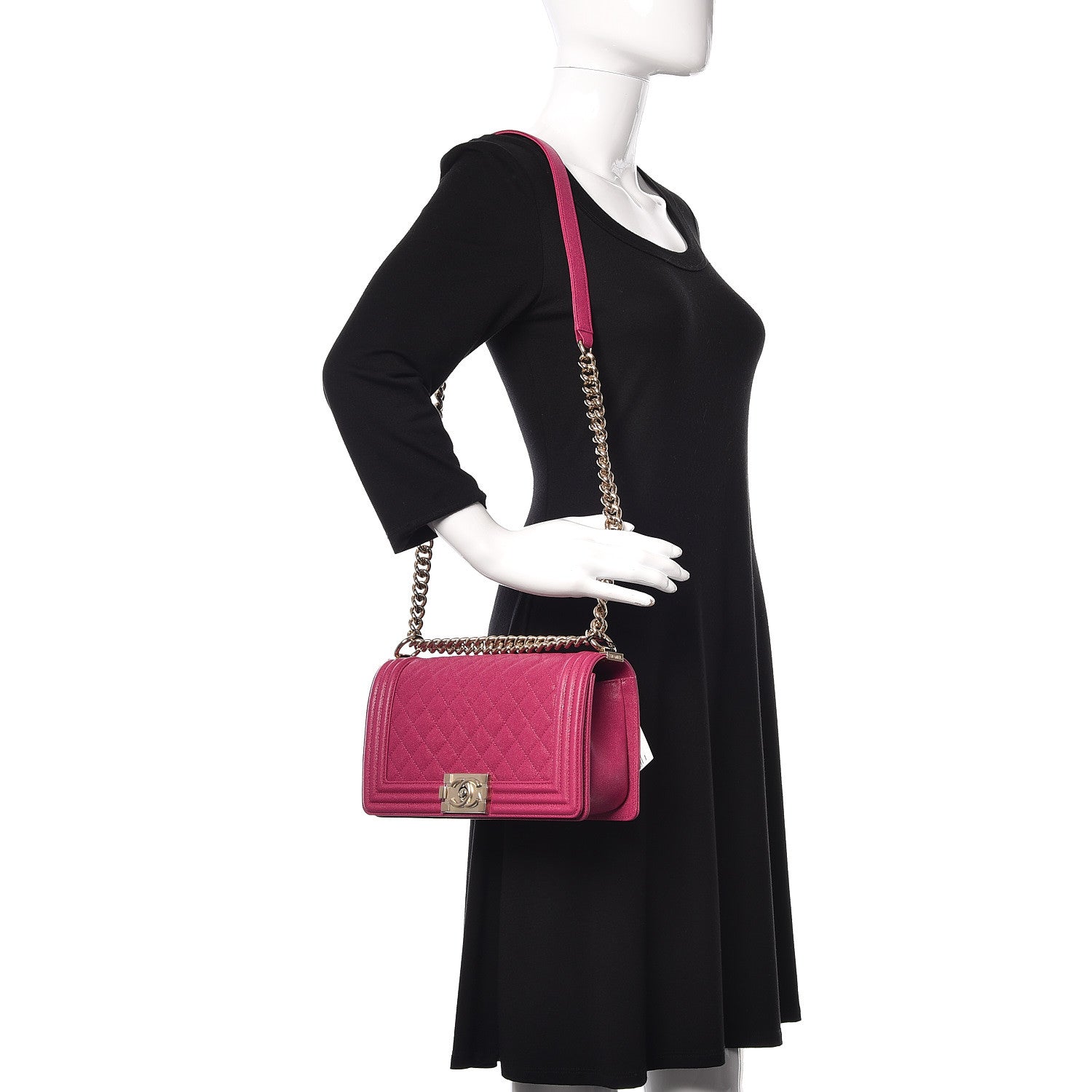 Chanel Caviar Quilted Medium Boy Flap Fuchsia 2 of 12