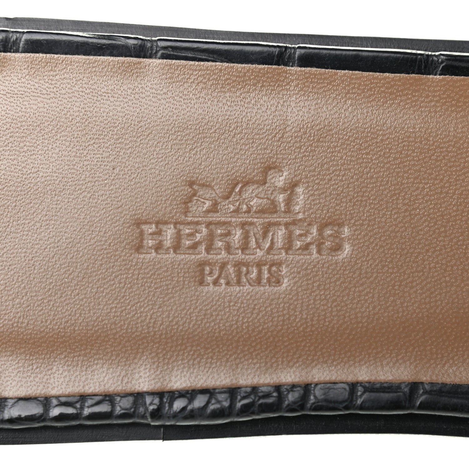 Hermes Shiny Alligator Oran Sandals 38.5 Black 7 of 8