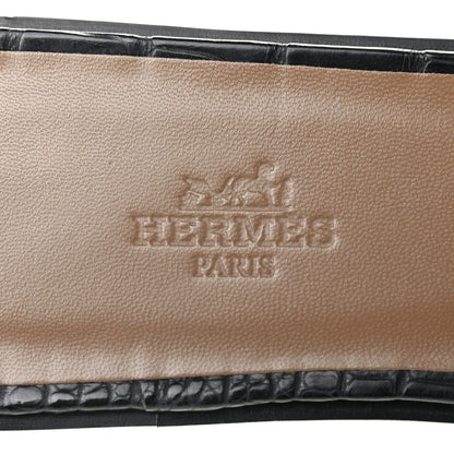 Hermes Shiny Alligator Oran Sandals 38.5 Black 7 of 8