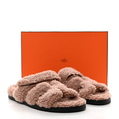 Hermes Woolskin Womens Chypre Sandals 40 Bois De Santal 9 of 9