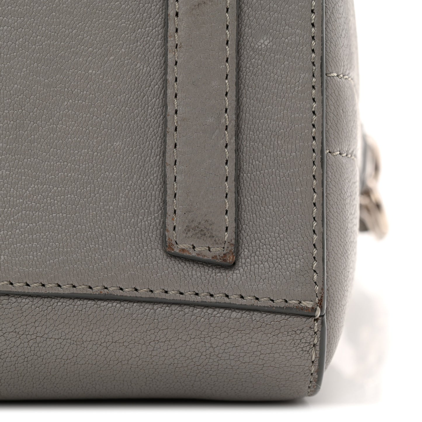 Sugar Goatskin Mini Antigona Pearl Grey