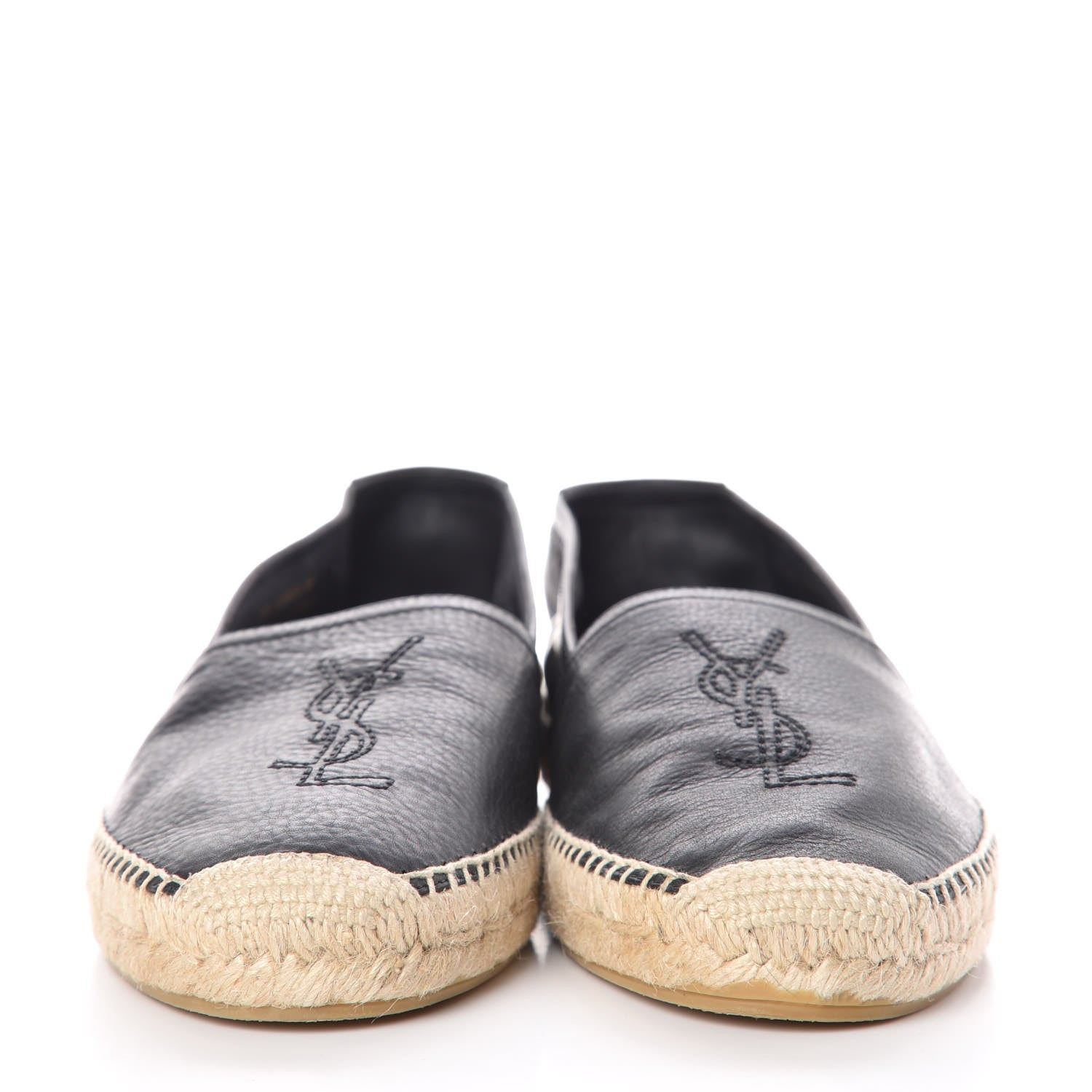 Saint Laurent Calfskin Monogram Espadrilles 39 Black 2 of 10
