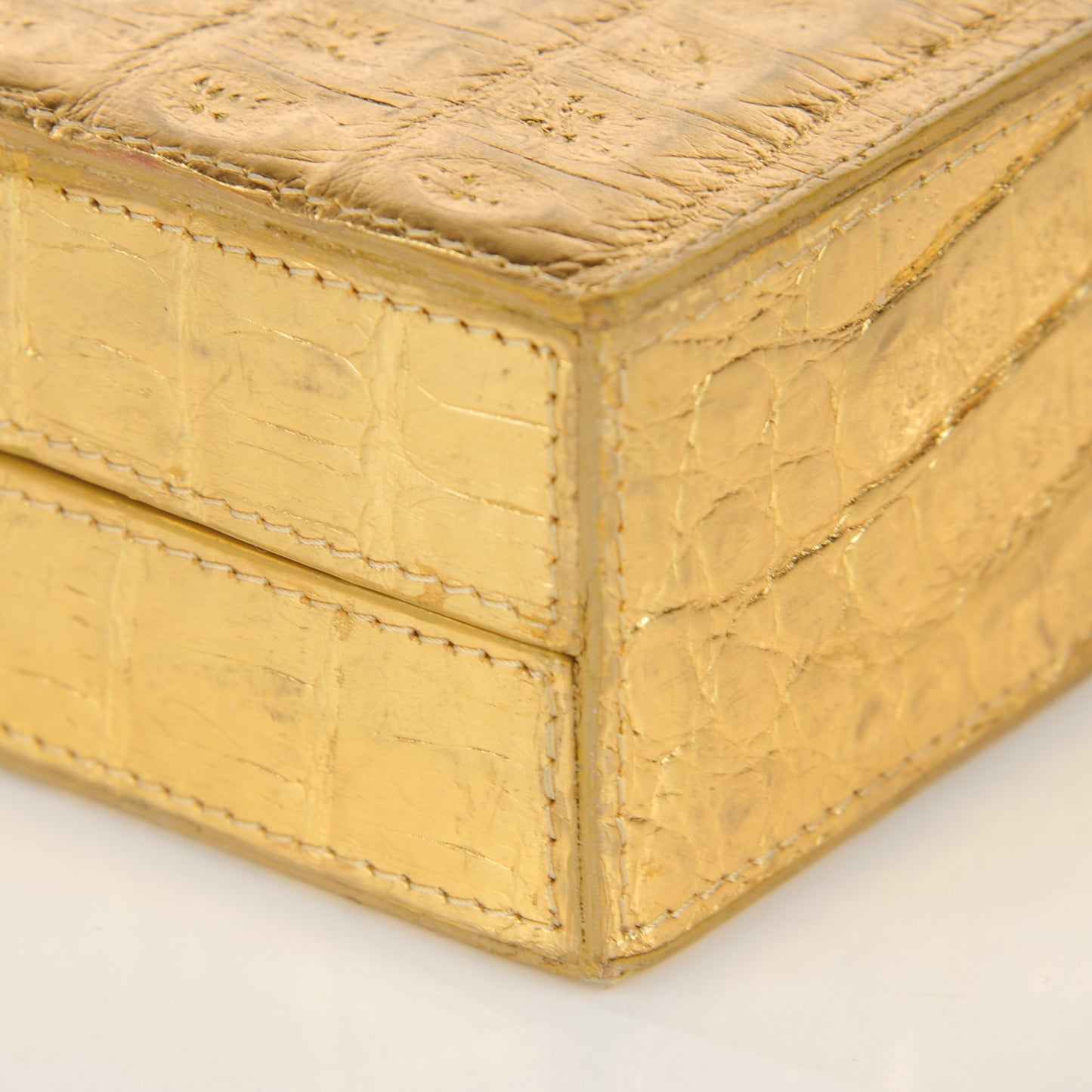 Crocodile Box Clutch Gold