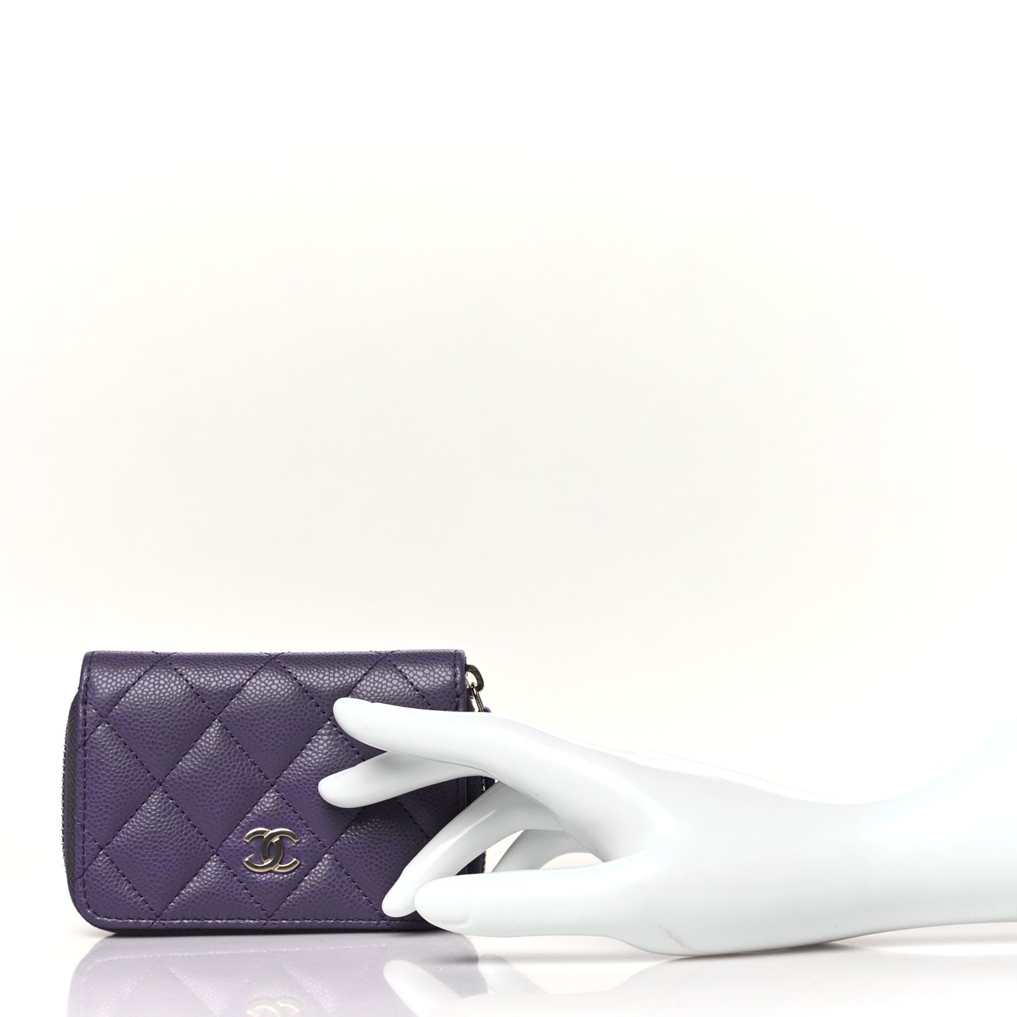 Caviar Quilted Zip Coin Purse Purple