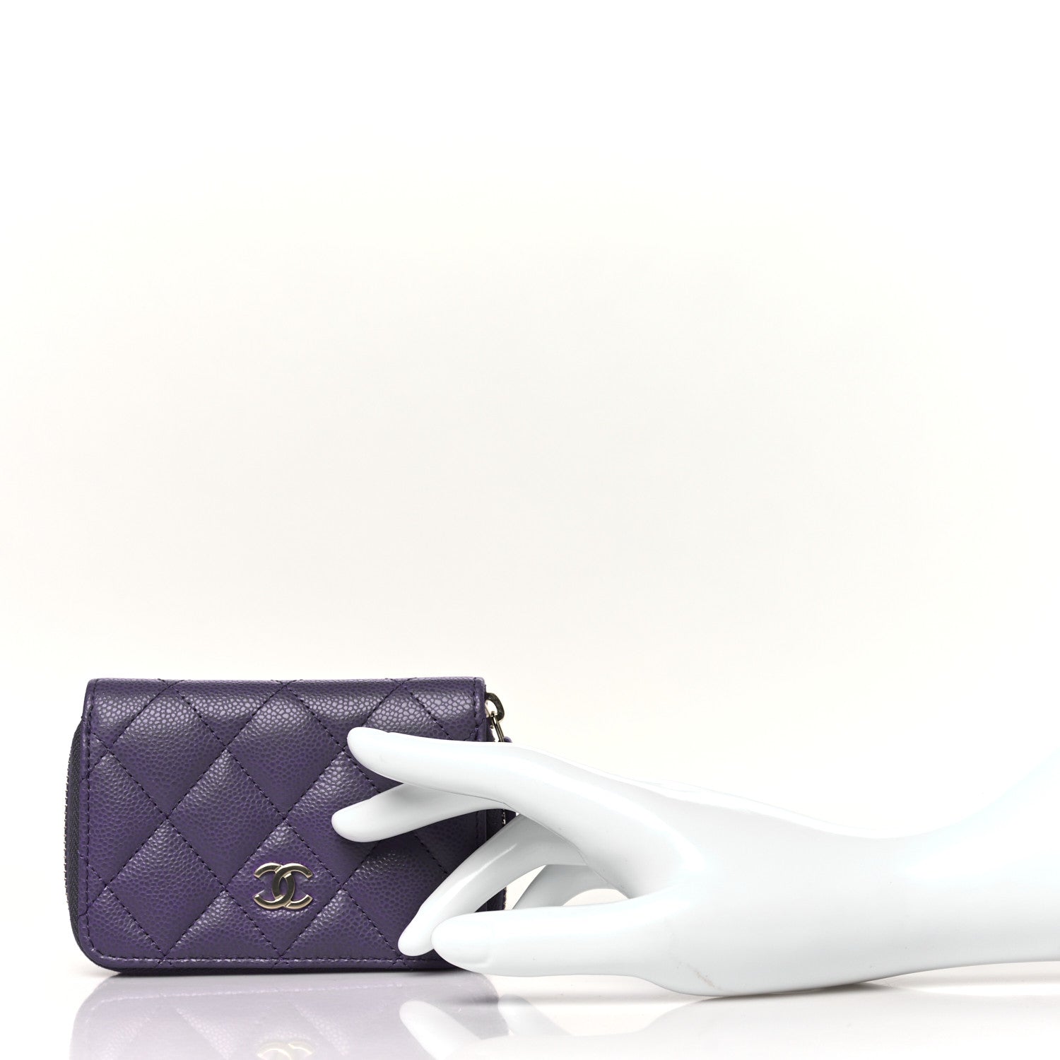 Chanel Caviar Quilted Zip Coin Purse Purple 2 of 8