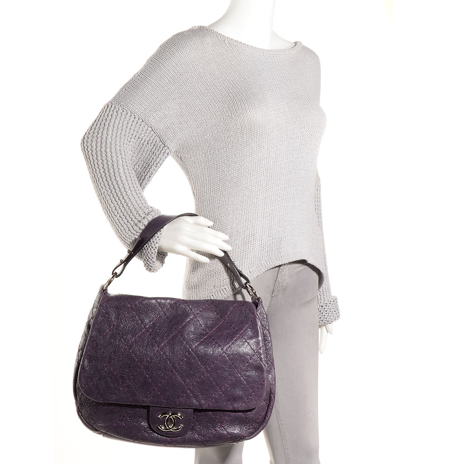 Chanel Glazed Calfskin On The Road XL Flap Purple 2 of 7