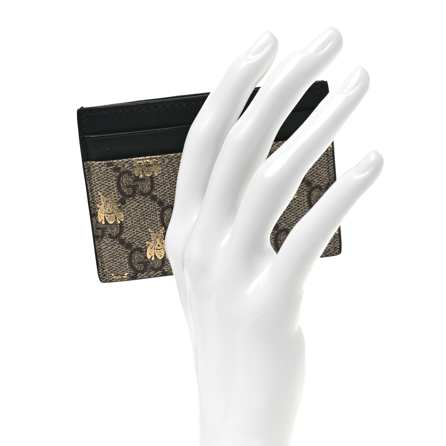 GG Supreme Monogram Bees Card Holder Black