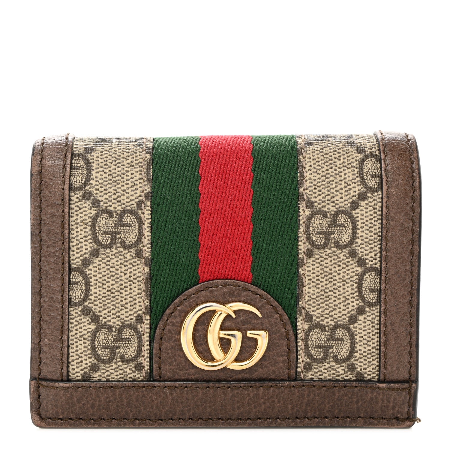 Gucci GG Supreme Monogram Web Ophidia Card Case Beige New Acero 1 of 9