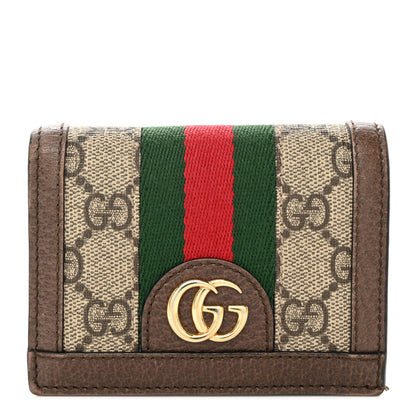 Gucci GG Supreme Monogram Web Ophidia Card Case Beige New Acero 1 of 9