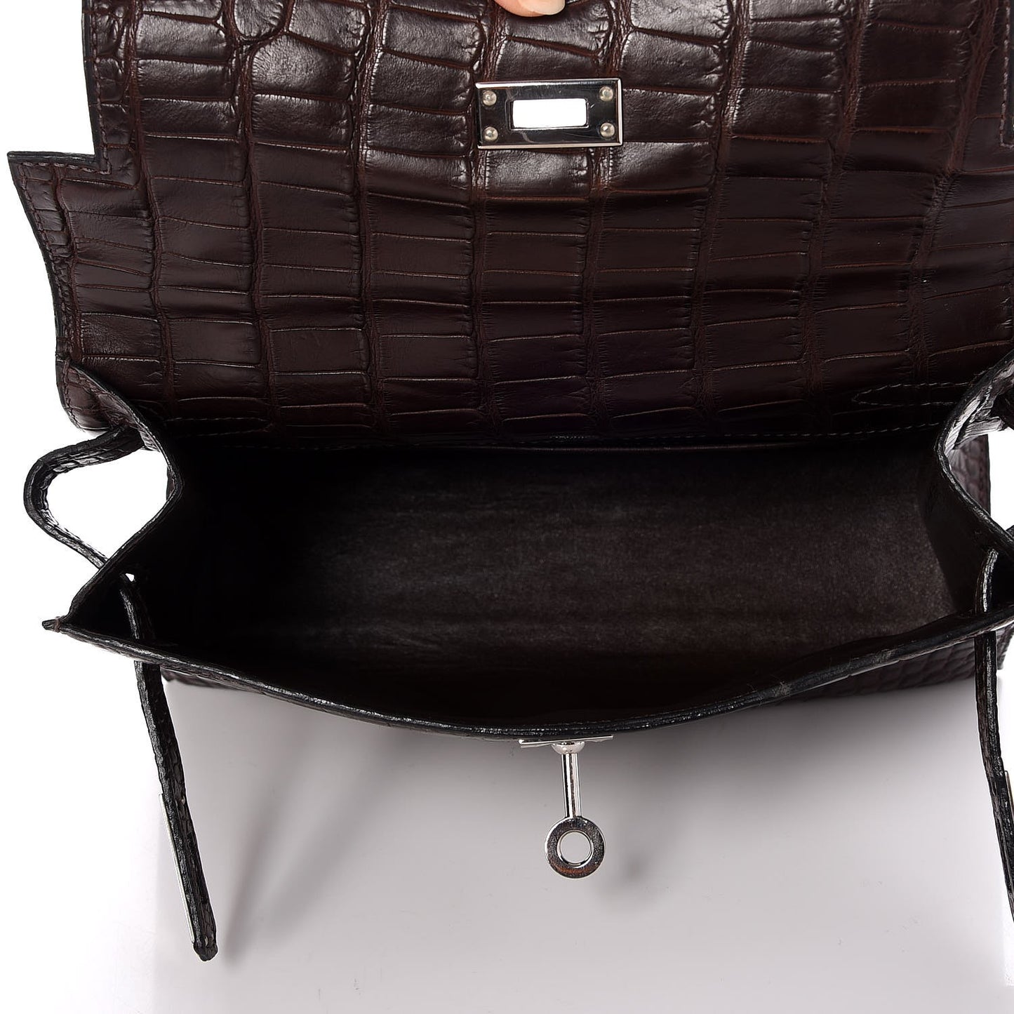 Matte Niloticus Crocodile Kelly Pochette Havane