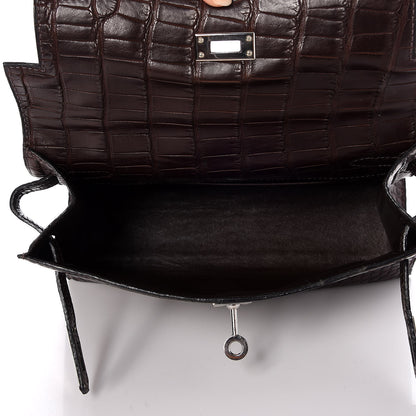 Hermes Matte Niloticus Crocodile Kelly Pochette Havane 16 of 23