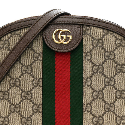 Gucci GG Supreme Monogram Textured Dollar Calfskin Web Small Ophidia Dome Shoulder Bag Beige Ebony New Acero 8 of 13