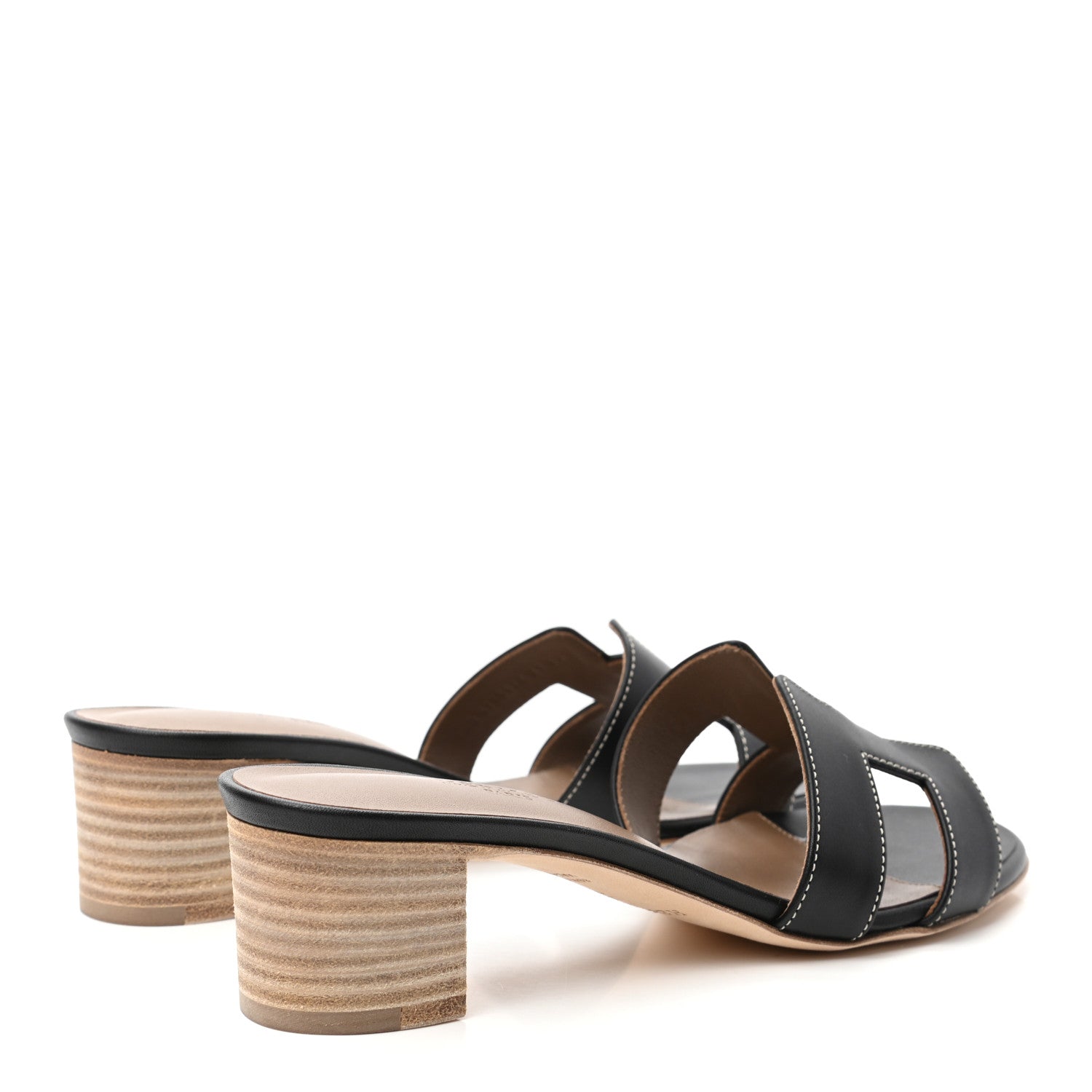 Hermes Calfskin Oasis Sandals 37 Black 4 of 10