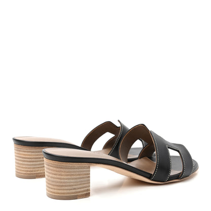 Hermes Calfskin Oasis Sandals 37 Black 4 of 10