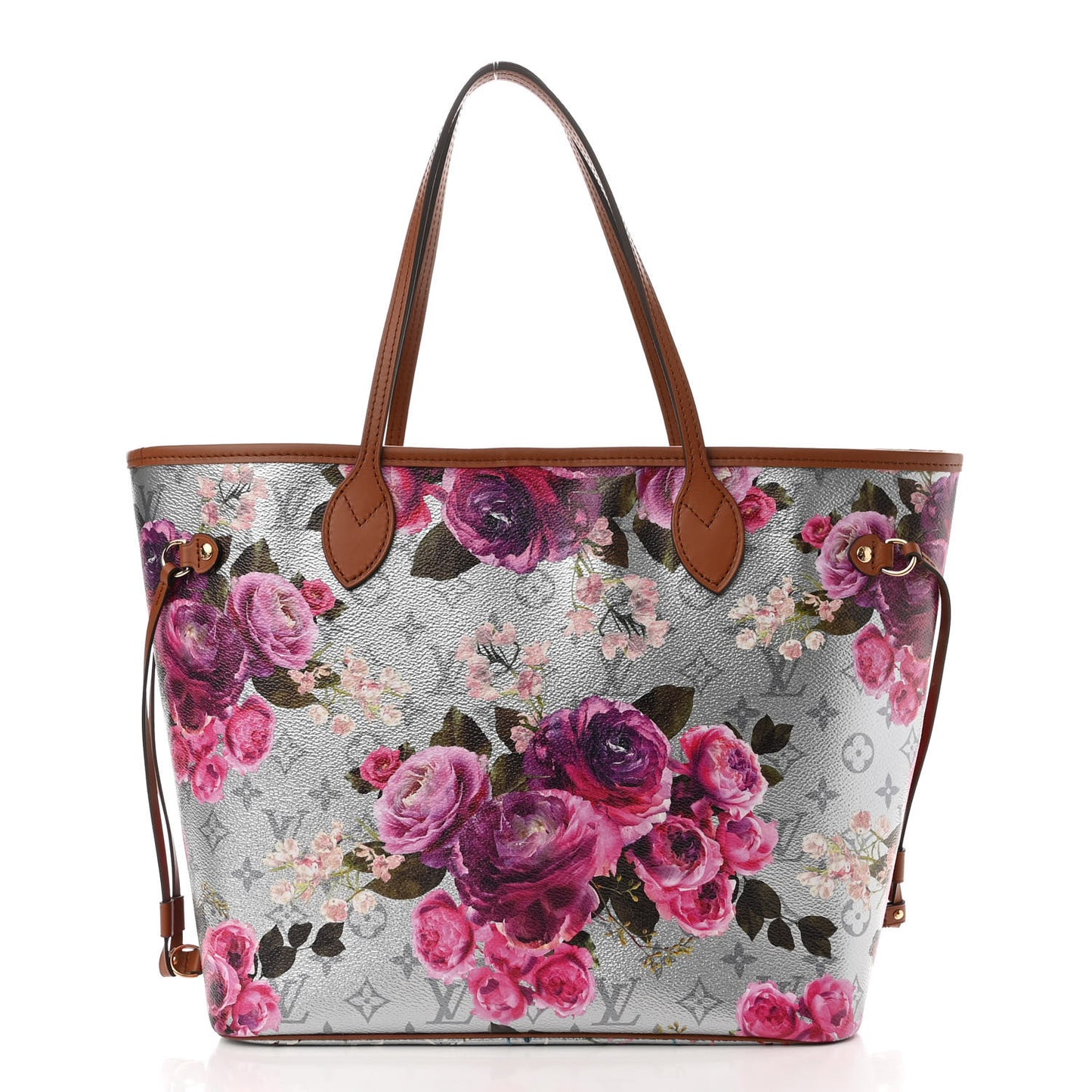 Metallic Monogram LV Garden Neverfull MM Silver